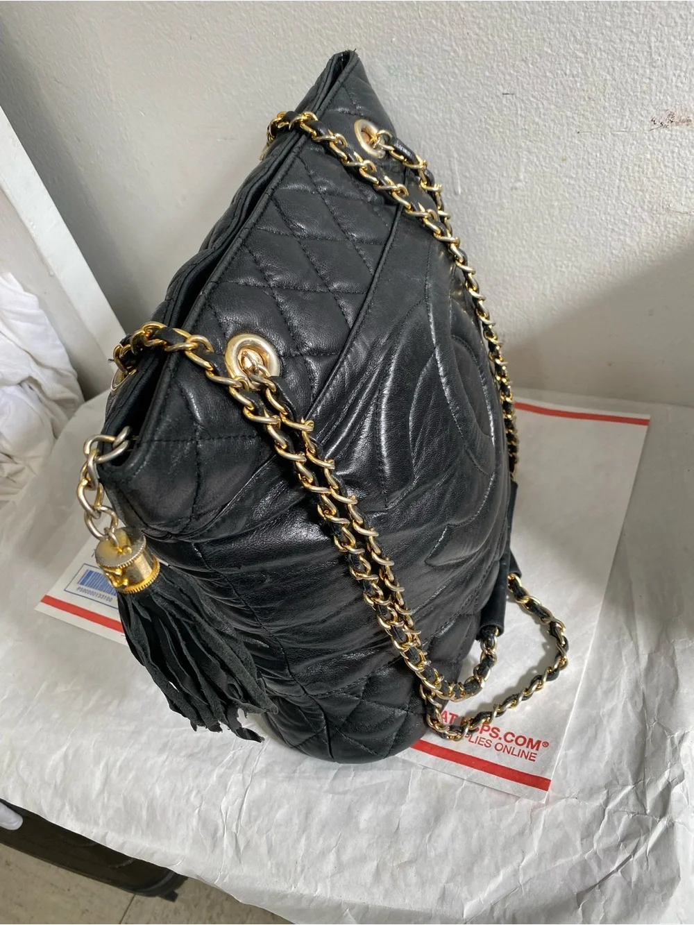 Chanel Vintage CC Quited Lambskin Leather Tote shoulder bag